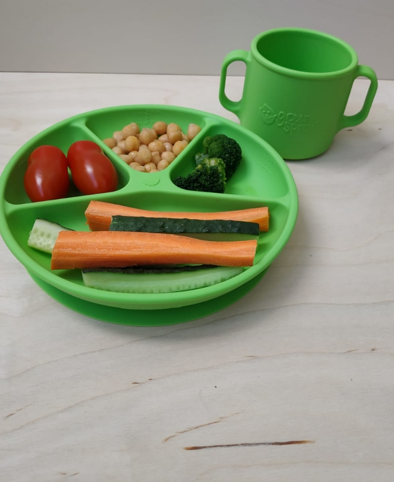 Green Sprouts mokomoji, silikoninė lėkštė