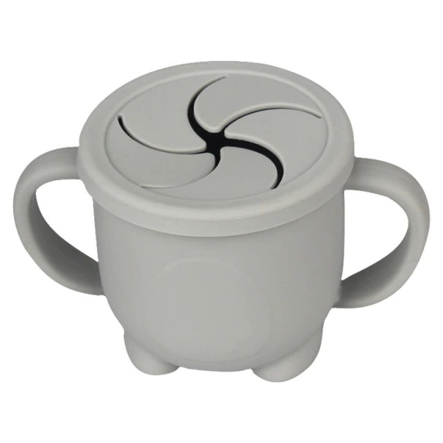 Silikoninis puodelis du viename – gertuvė ir užkandžių indelis (melsvos spalvos)