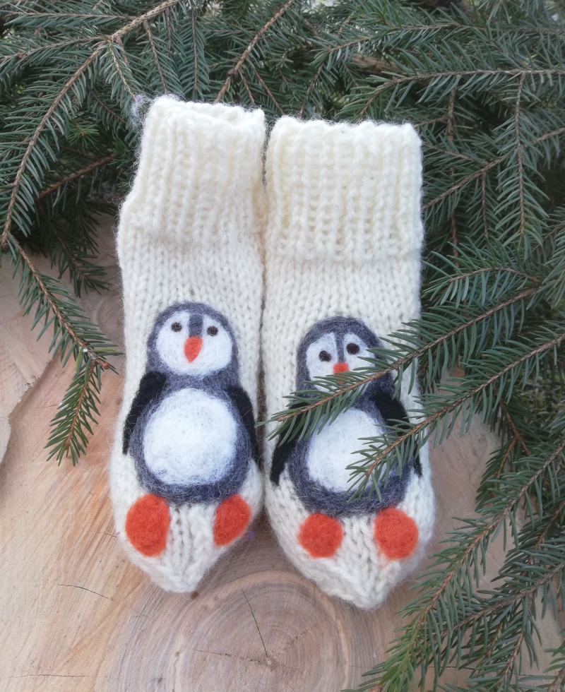 Vilnonės kojinytės „2 pingvinai“