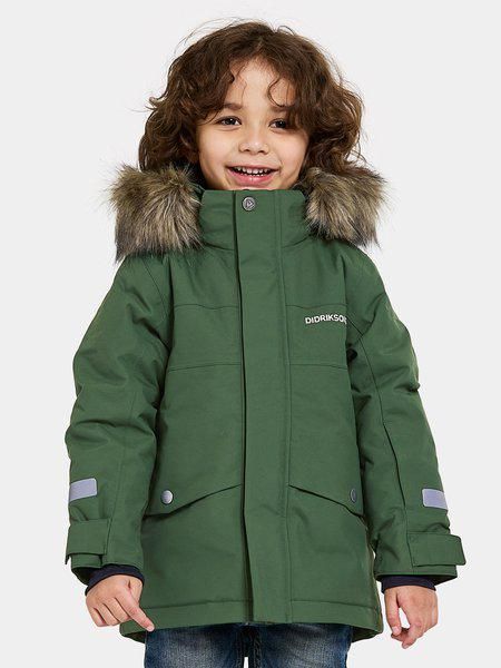 Didriksons žieminė striukė su augimo funkcija BJÄRVEN KIDS PARKA 3 – Pine Green