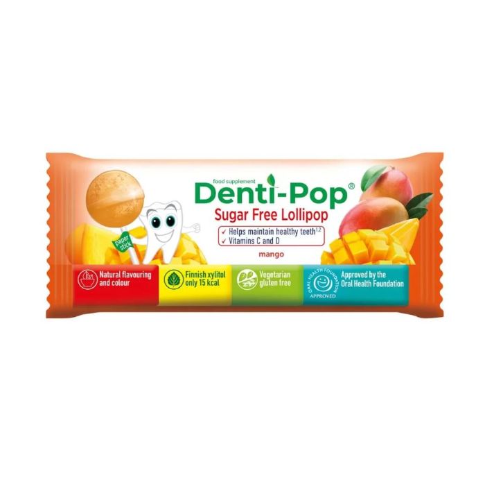 Ledinukas Denti-Pop su vitaminais C ir D, mangų skonio, 6 g