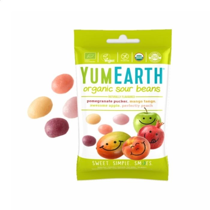Ekologiški YumEarth saldainiai – Rūgščios pupos, 50 g