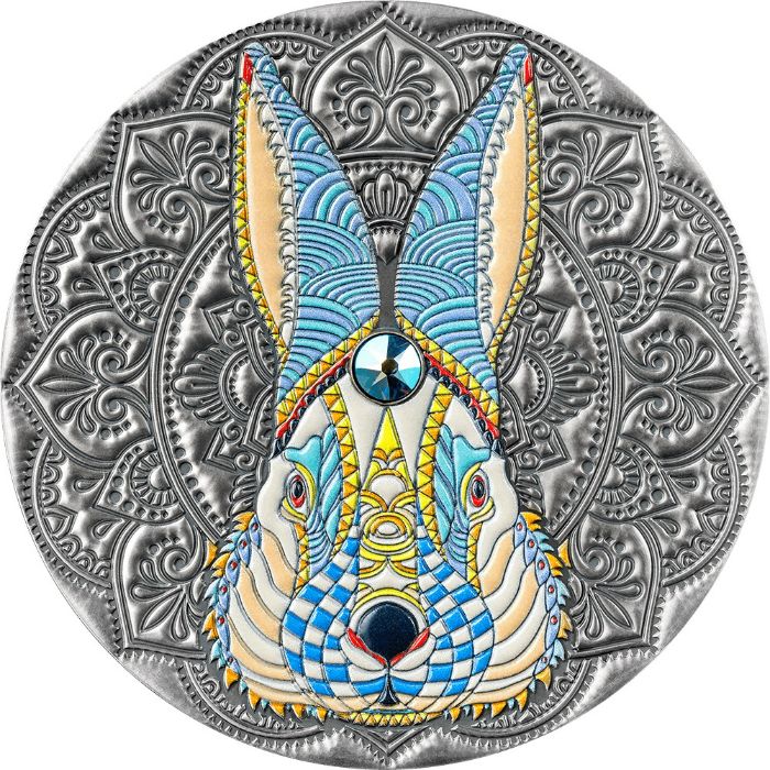 Sidabrinė moneta „Triušis” iš serijos “Mandalos”