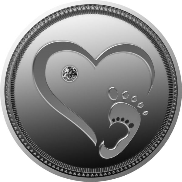Sidabrinė moneta „Sveikas atvykęs į pasaulį! (su Swarovski)”
