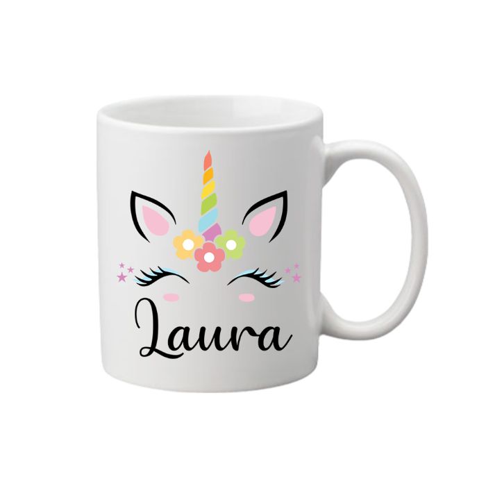 Standartinis puodelis su vienaragiu „Laura“ (Su jūsų pasirinktu vardu)