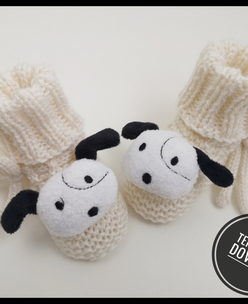 Merino vilnos siūlais megzti tapukai 0-3 mėn kūdikiui