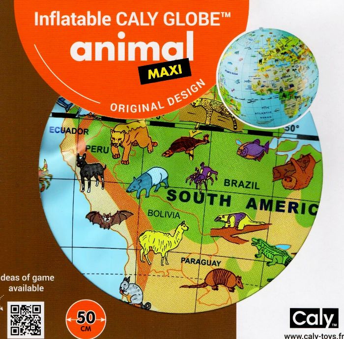 Pripučiamas kamuolys – gaublys “Pasaulio gyvūnai”, (skersmuo 50 cm), 3+